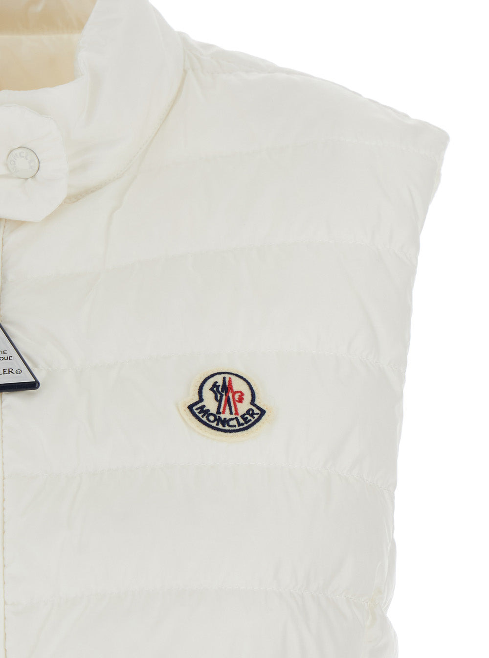 Moncler Women 'Igen' White Sleeveless Down Jacket With Logo Patch On The Front And Logo Plaque On Th - 3