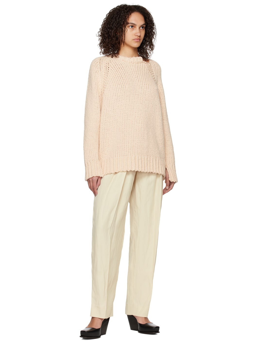 Beige Vented Sweater - 4