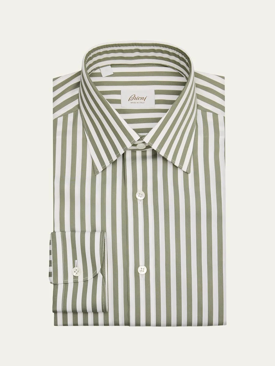 Men's Cotton Candy Stripe Point Collar Dress Shirt - 1