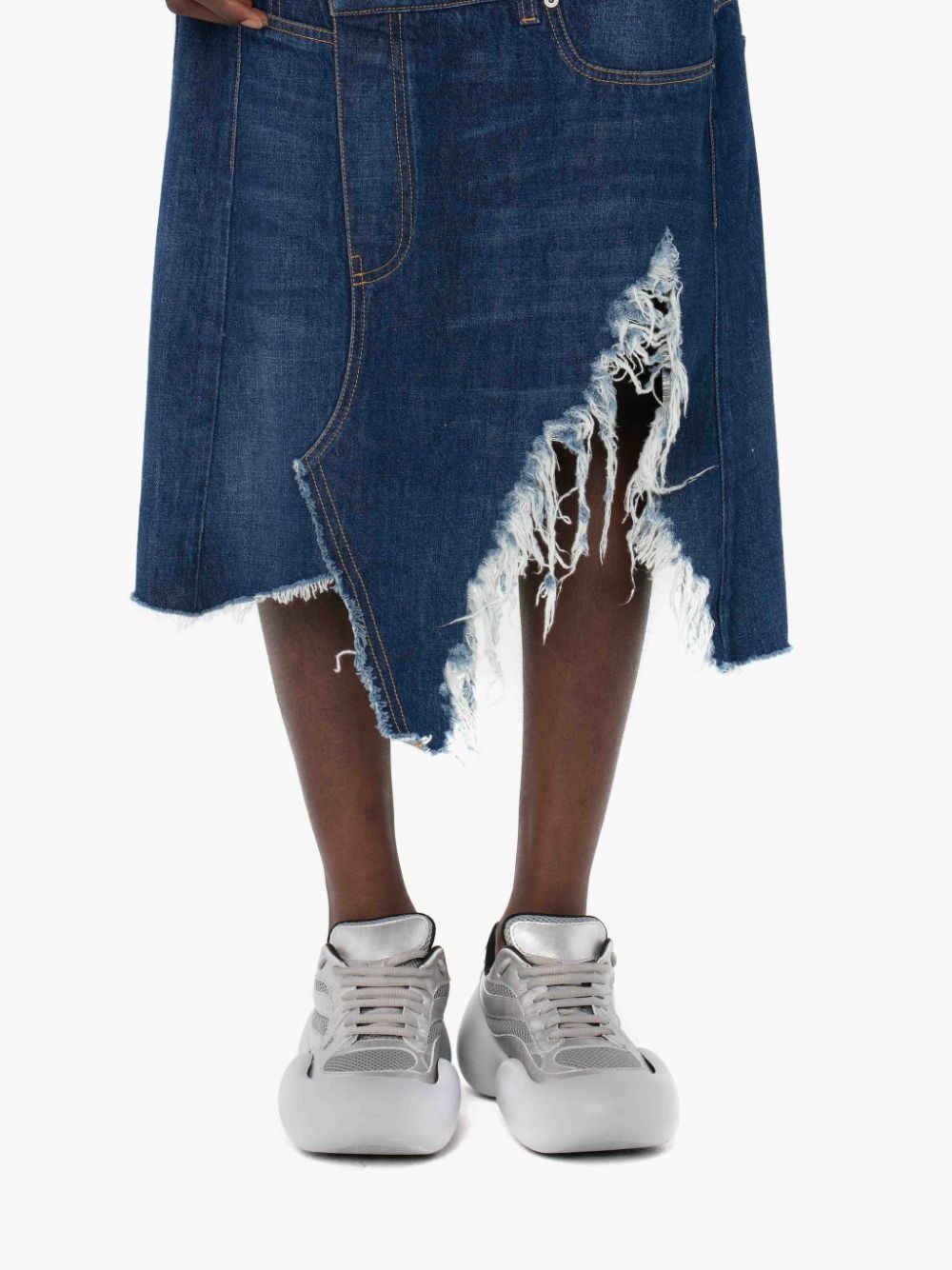 DECONSTRUCTED HYBRID DENIM LONG DRESS - 5