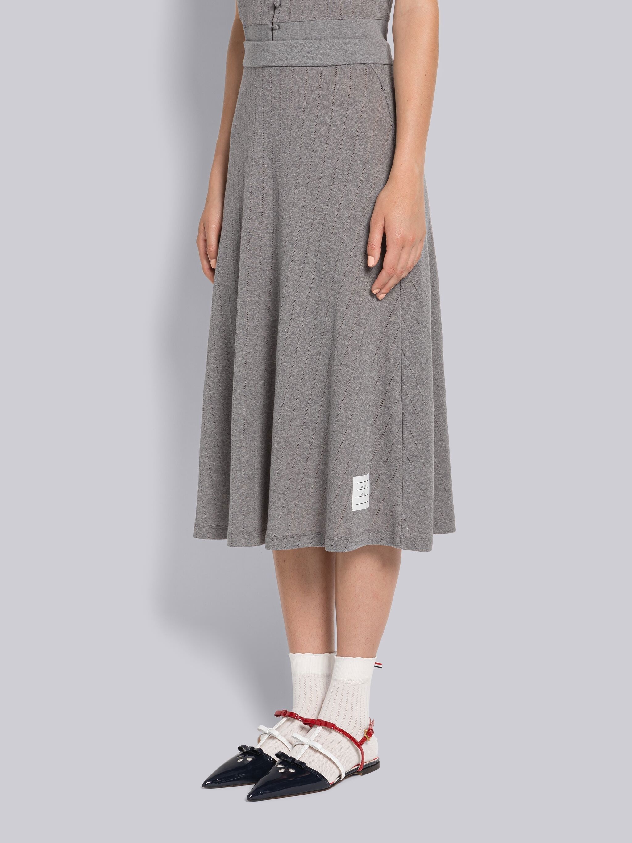 Pointelle Rib Below the Knee Skirt - 2