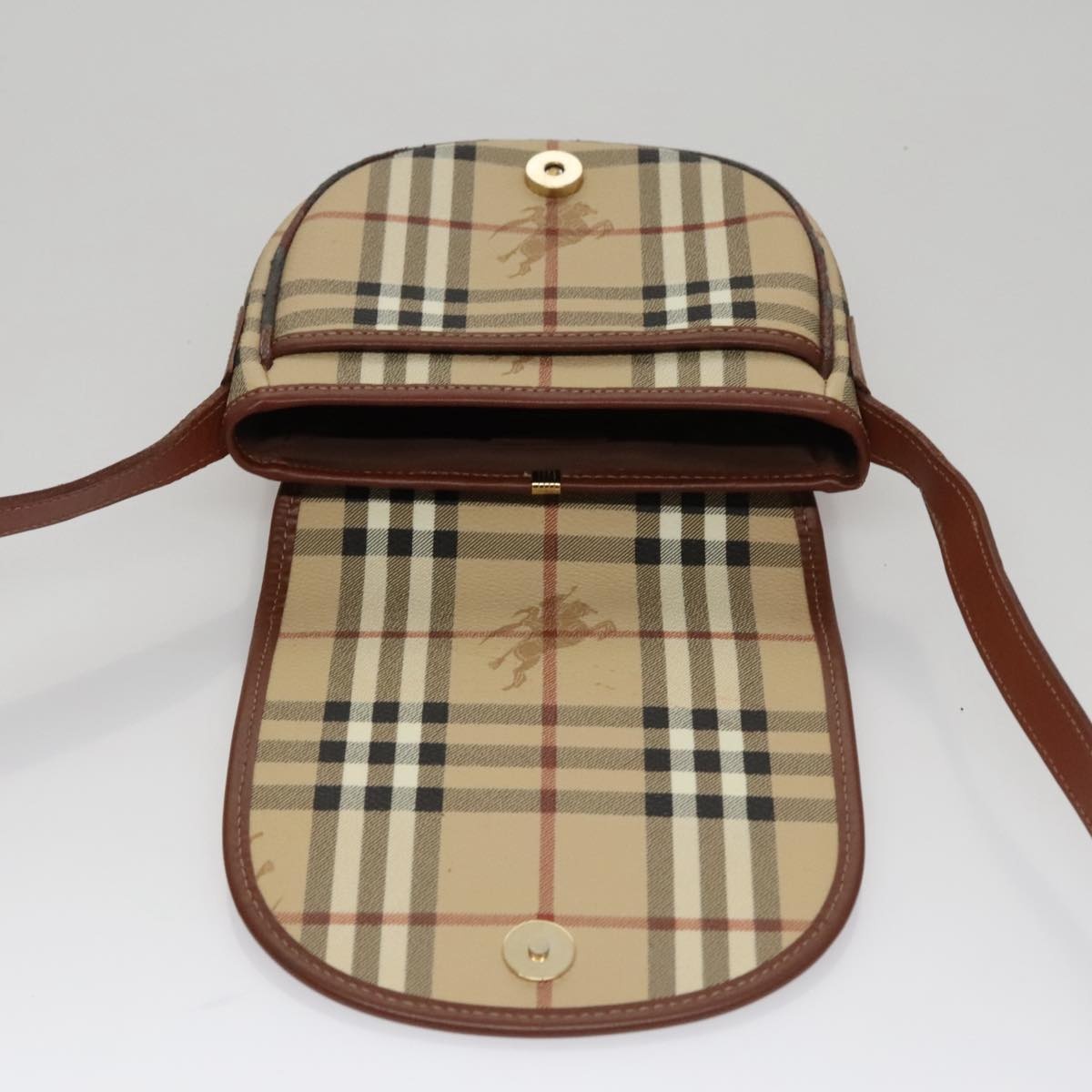 Burberry Nova Check Shoulder Bag Pvc Leather Beige - 15