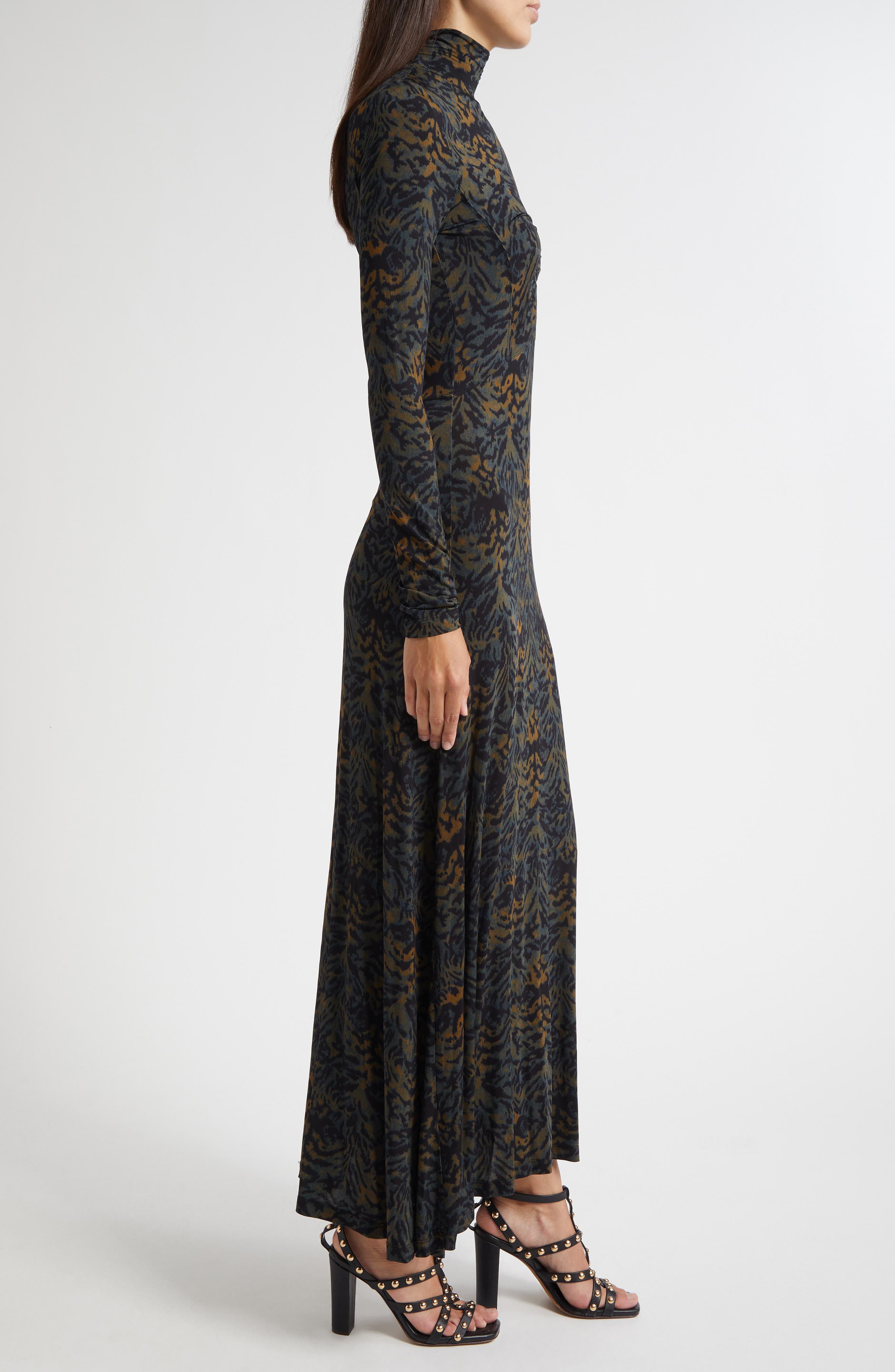 Ulla Johnson Koa Allover Print Long Sleeve Jersey Dress in Night Lily at Nordstrom - 3
