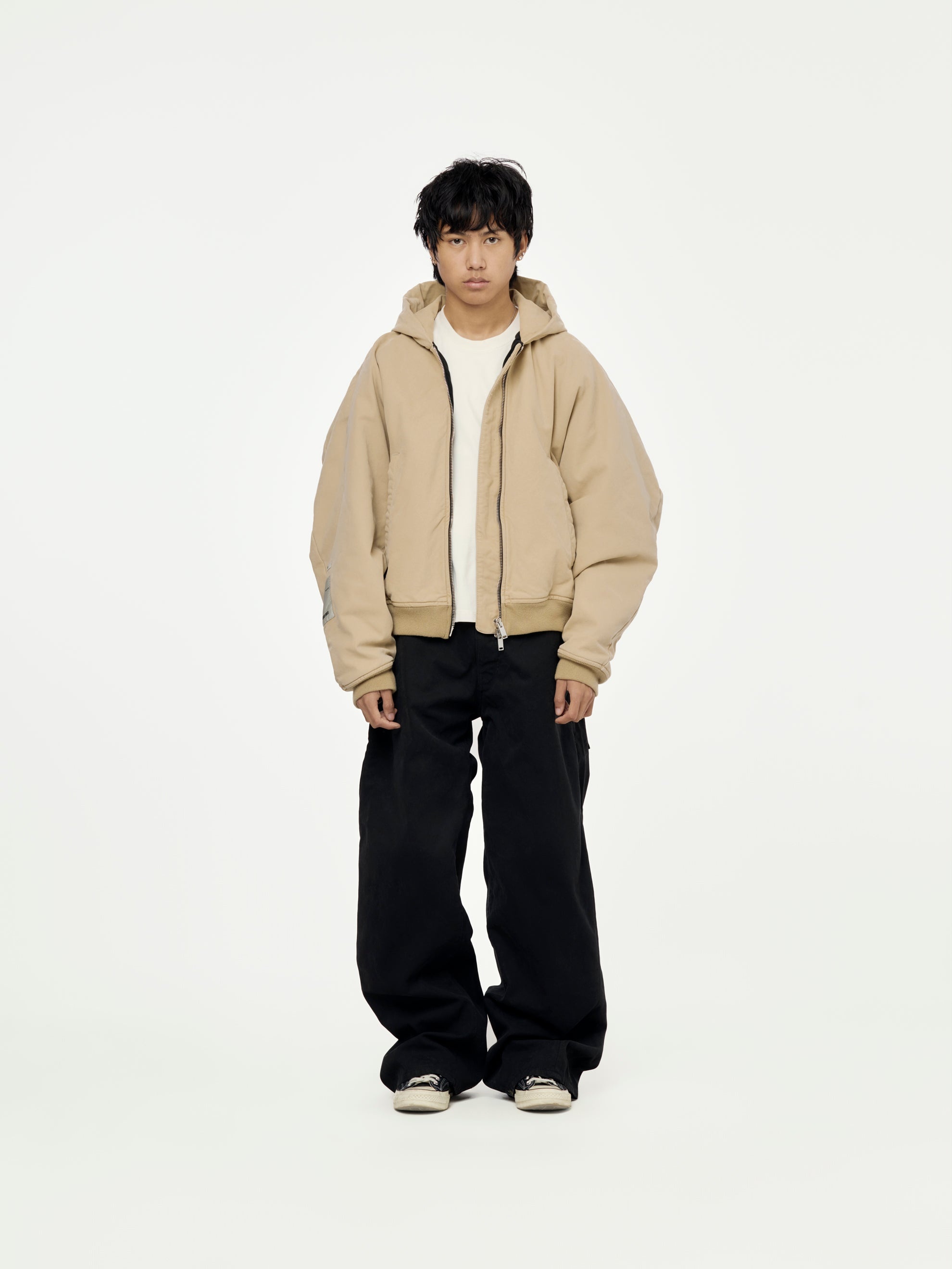CANVAS WORKWEAR SEAMLESS HOODED ZIP UP (KHAKI) - 4