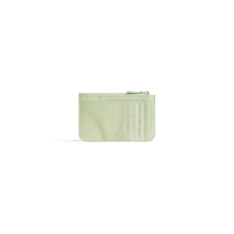 BALENCIAGA Women's Cash Large Long Coin And Card Holder Lillies Print  in Green outlook