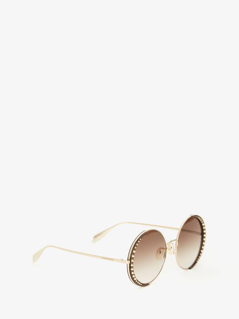 Studded Lens Round Sunglasses in Gold/brown - 3