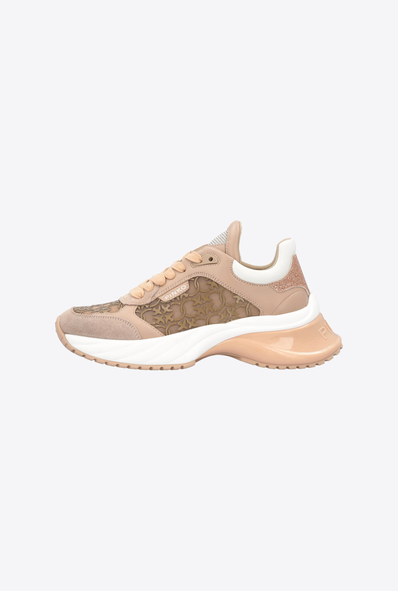 PINKO ARIEL SNEAKERS WITH LOVE BIRDS MONOGRAM MESH INSERT outlook