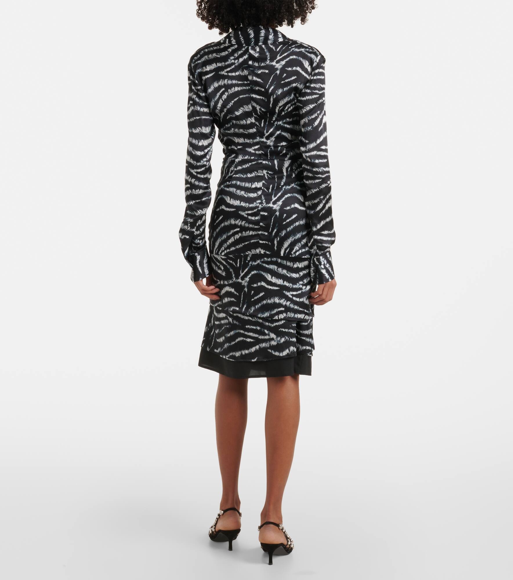 Zebra-print satin midi skirt - 3