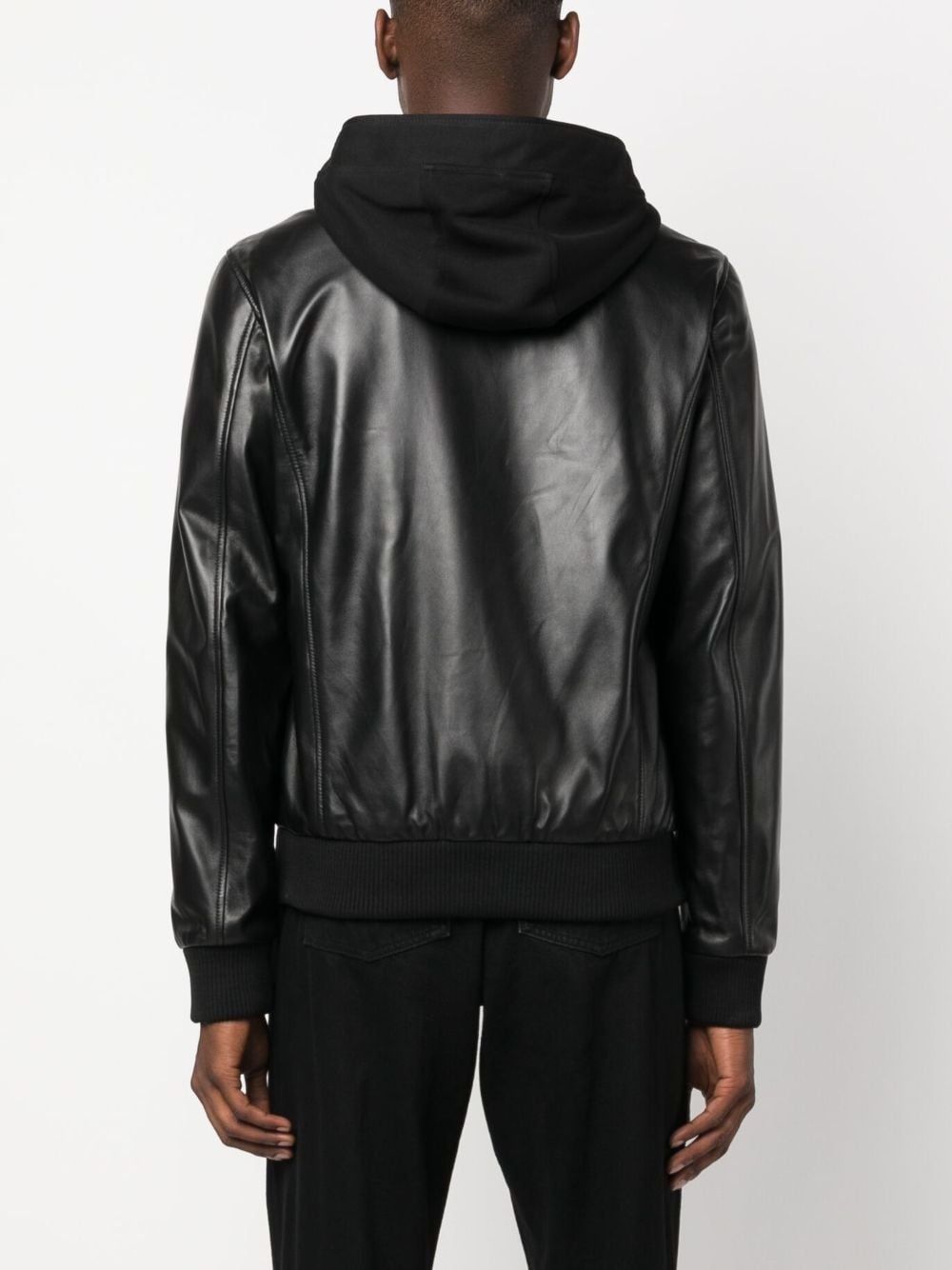 leather hooded jacket - 4
