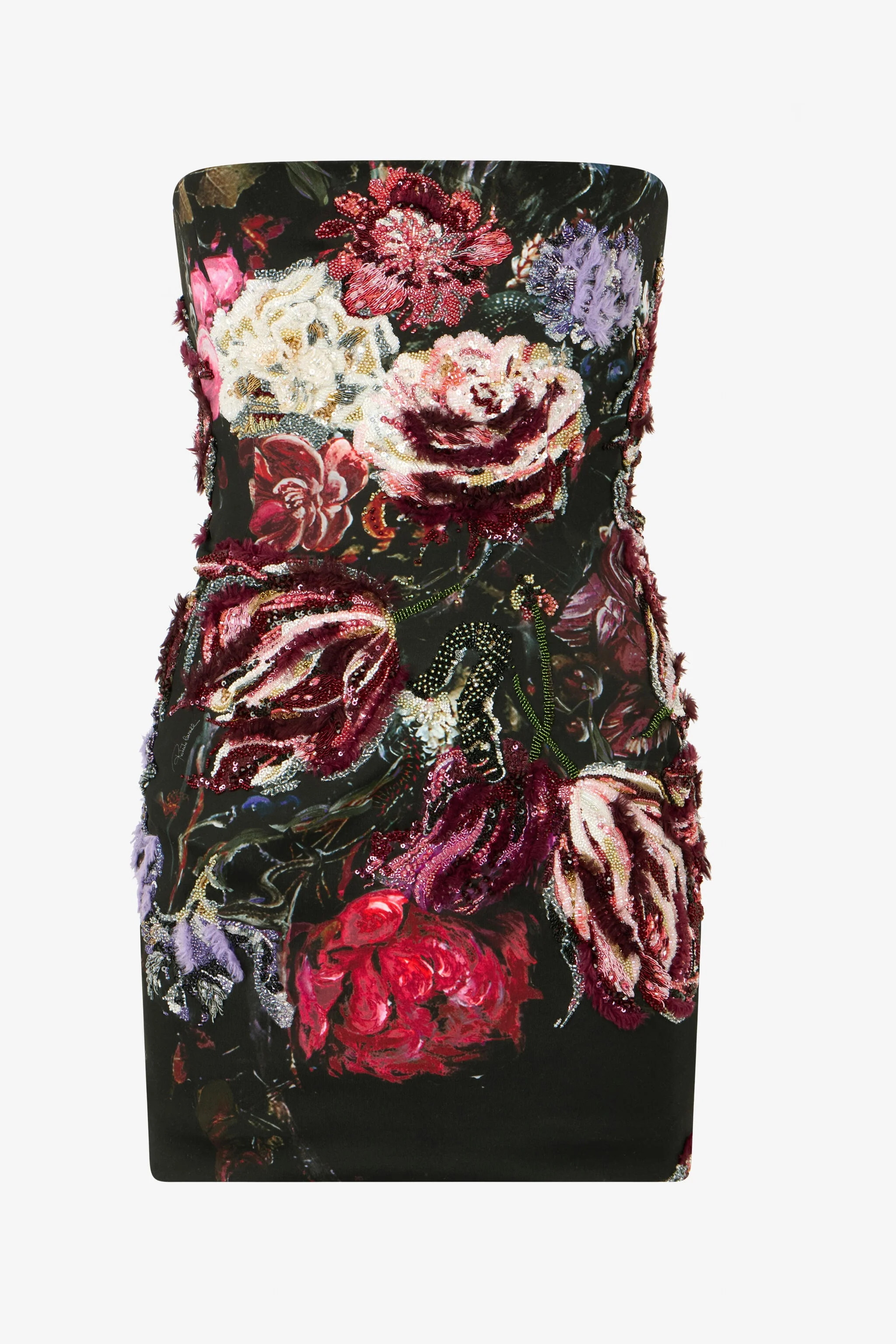 Embroidered Mini Dress With Fiammingo Flowers Print - 1