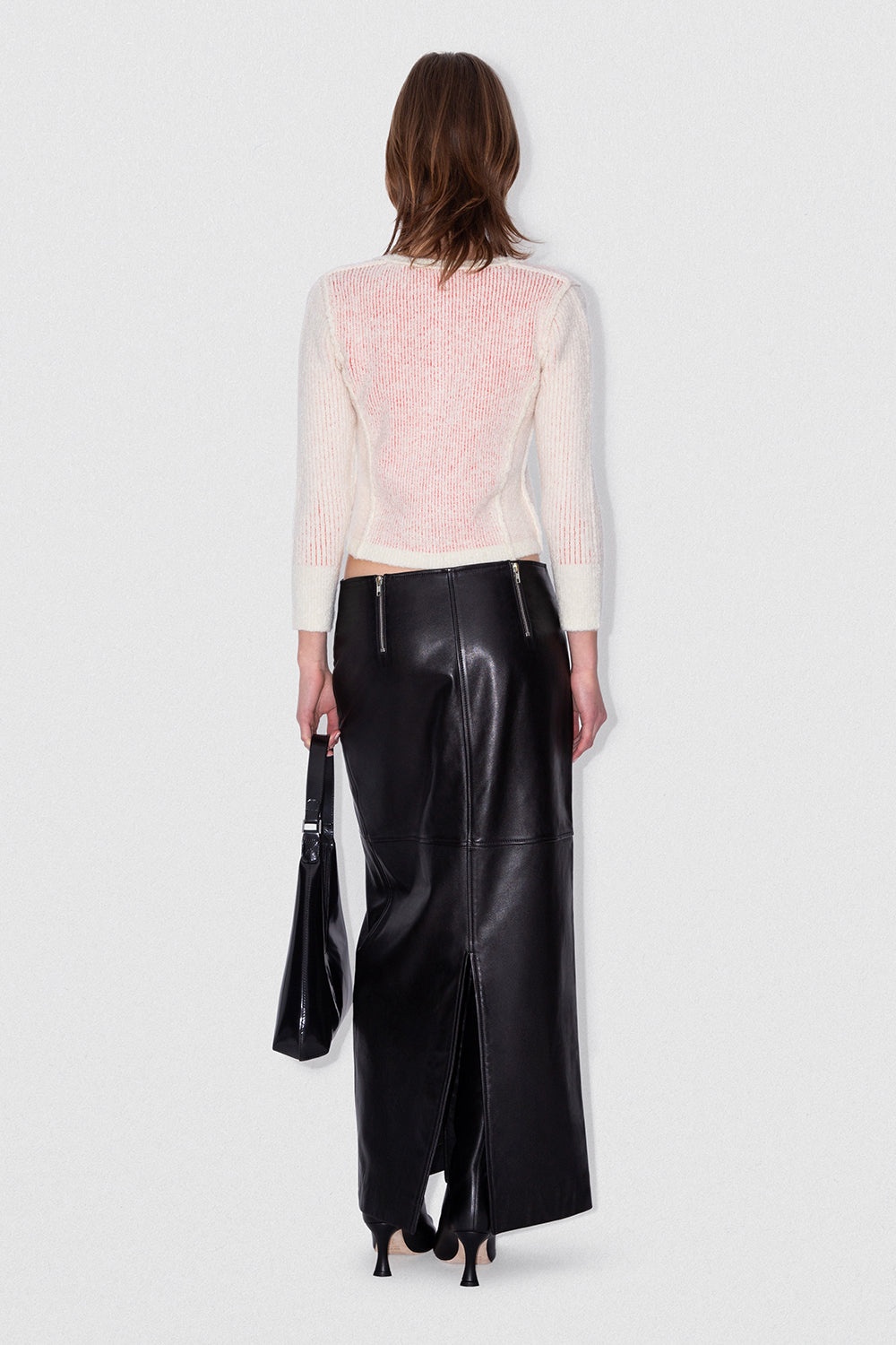 MILENA LONG SKIRT BLACK CALF NAPPA LEATHER - 3