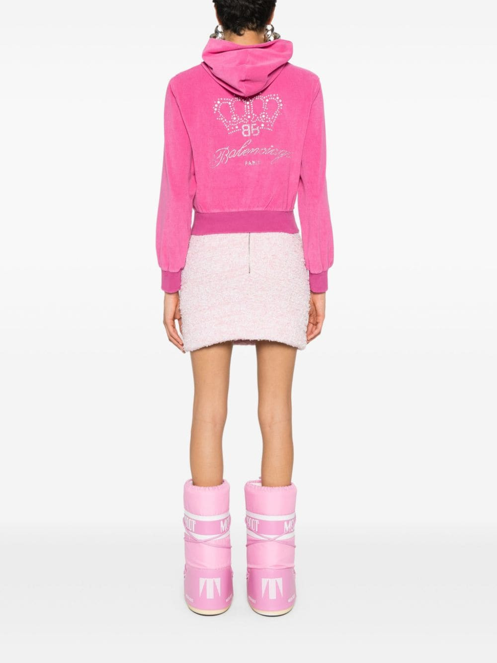 Balenciaga cropped zip-up hoodie with rhinestone logo - 2