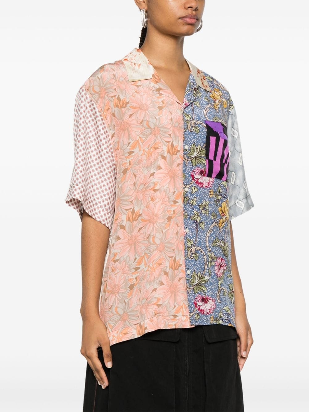 mix-print silk shirt - 3