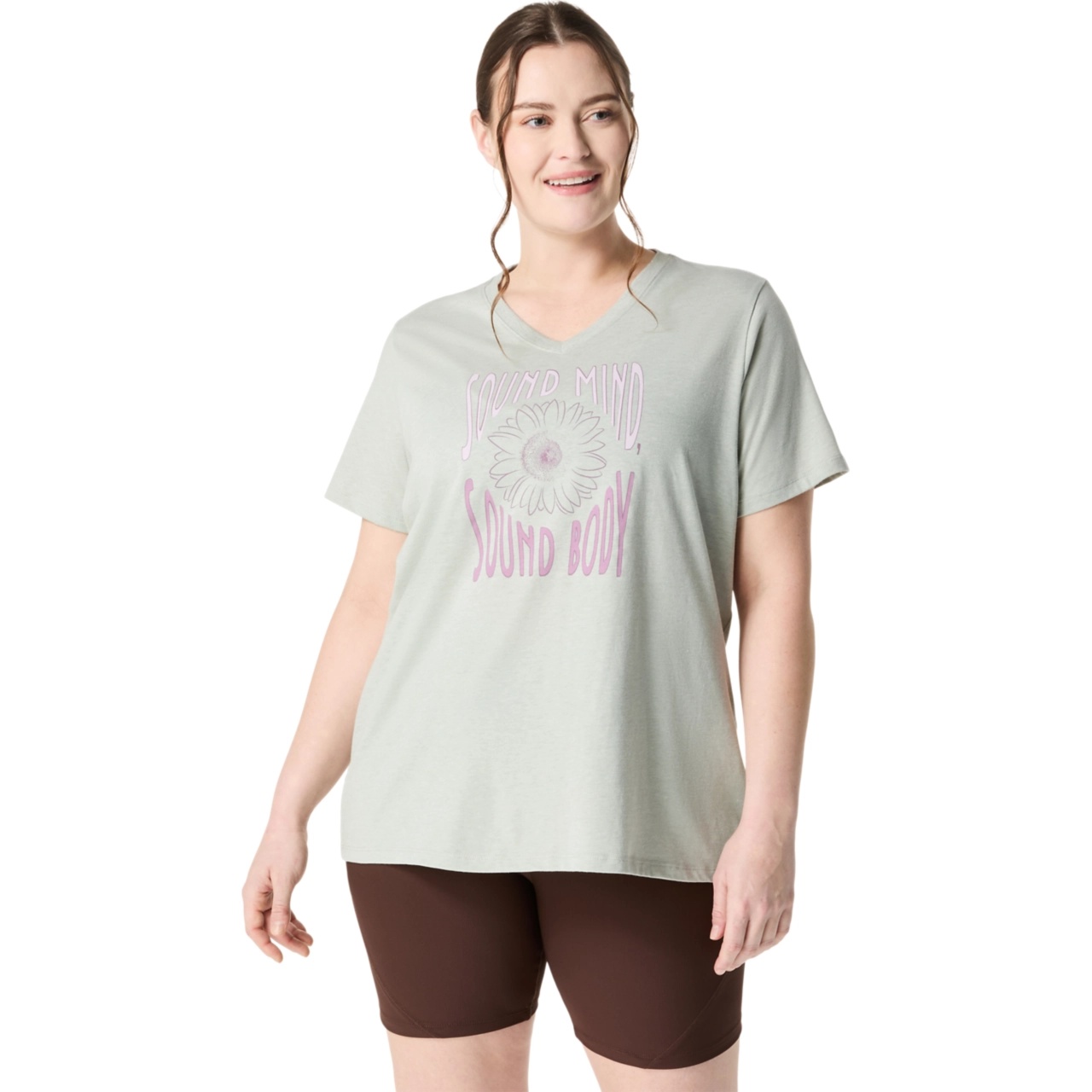 WOMEN'S SUNFLOWER SLOGAN V-NECK - 1