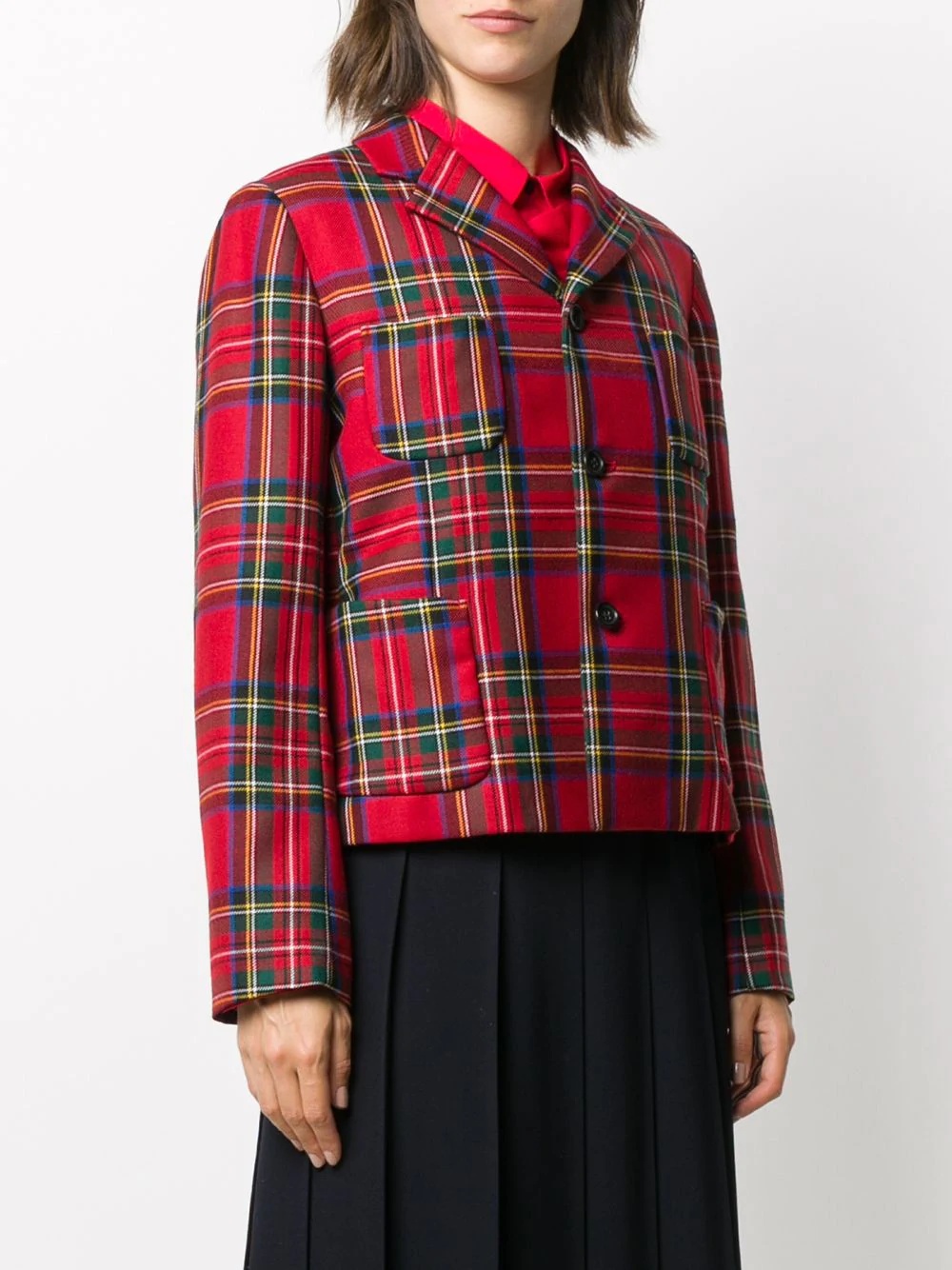 tartan pattern blazer - 3