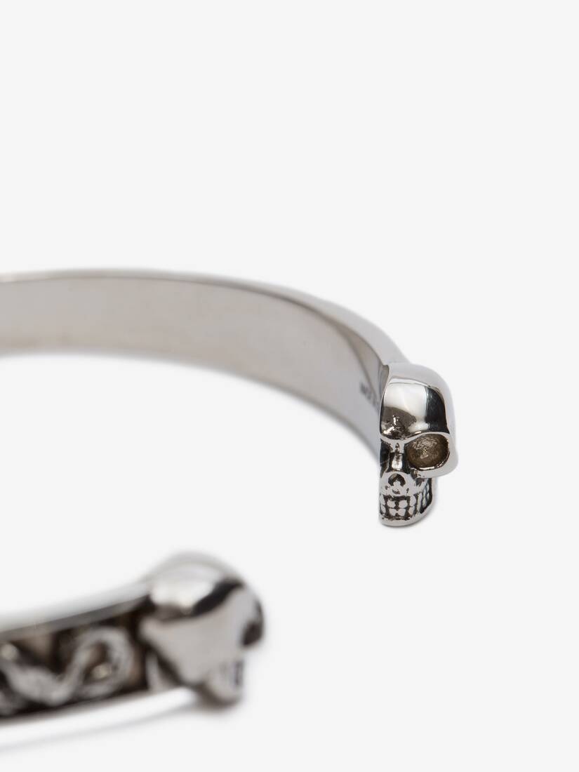 Twin Skull Bracelet in Antique Silver - 3