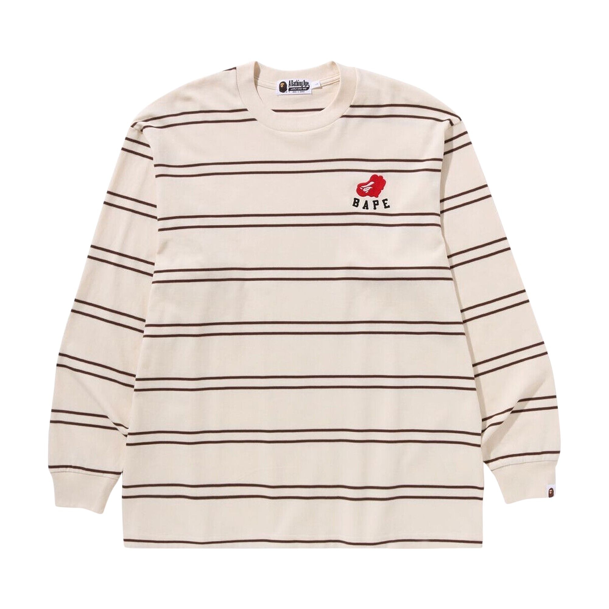 BAPE Ape Heart Hoop Long-Sleeve Tee 'Ivory' - 1