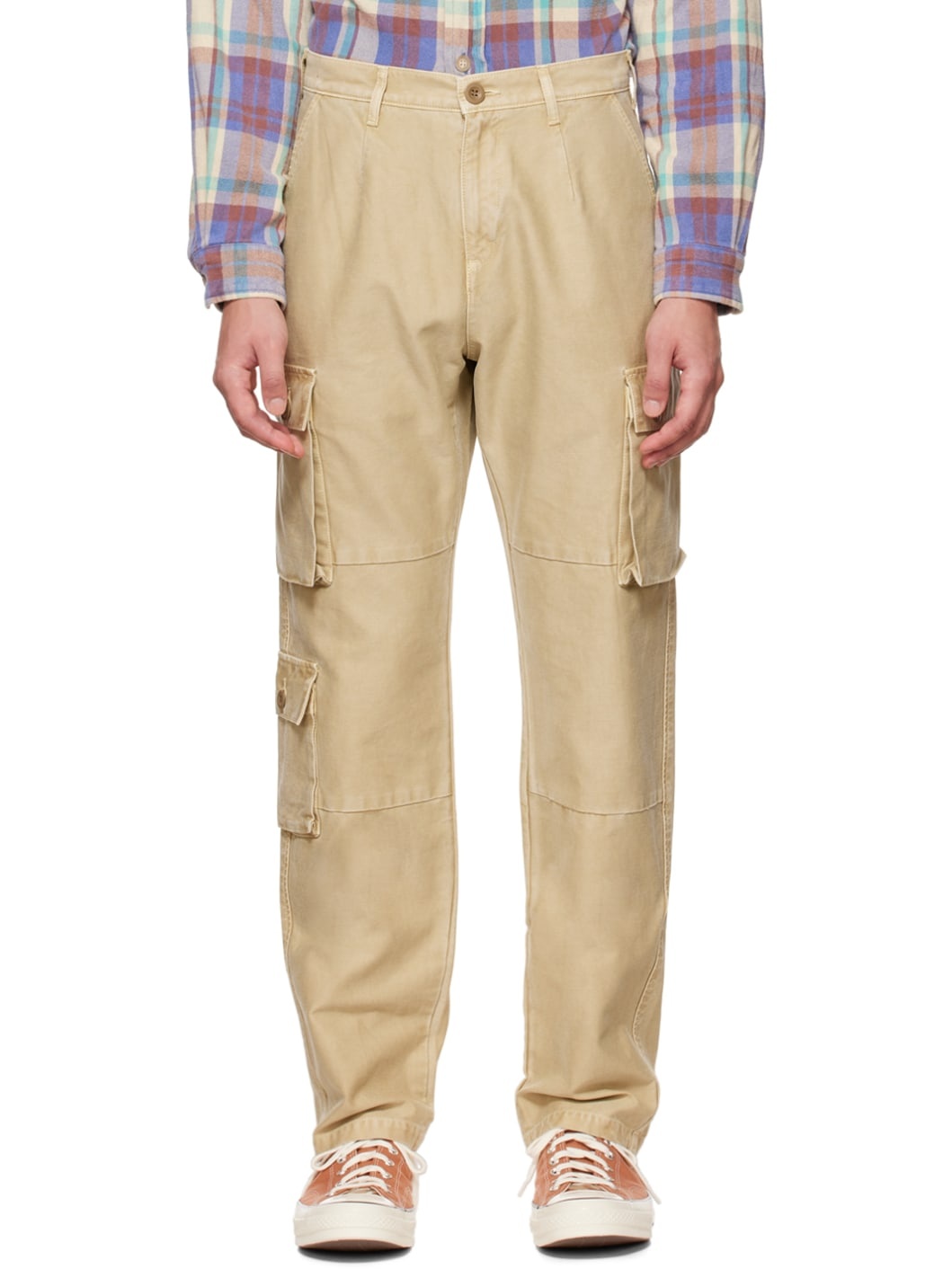 Tan Faded Cargo Pants - 1