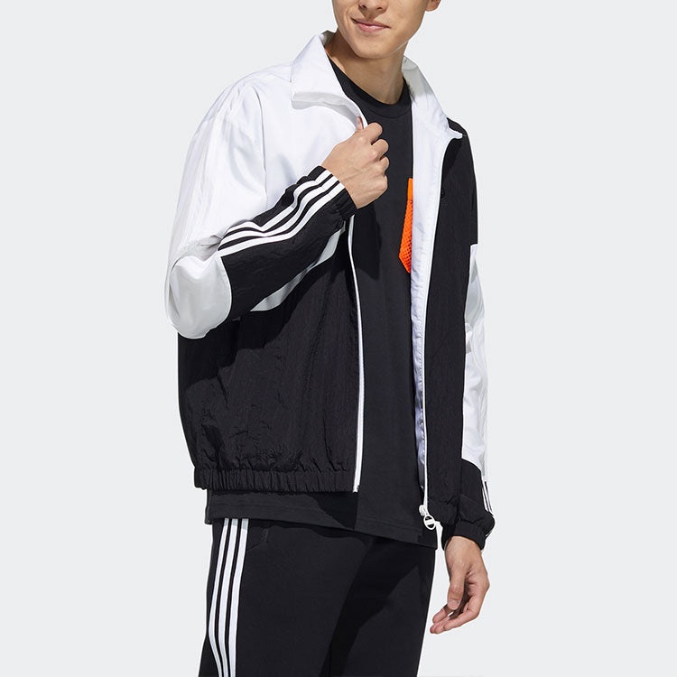 adidas neo Colorblock Stand Collar Long Sleeves Zipper Jacket Black HC9680 - 4