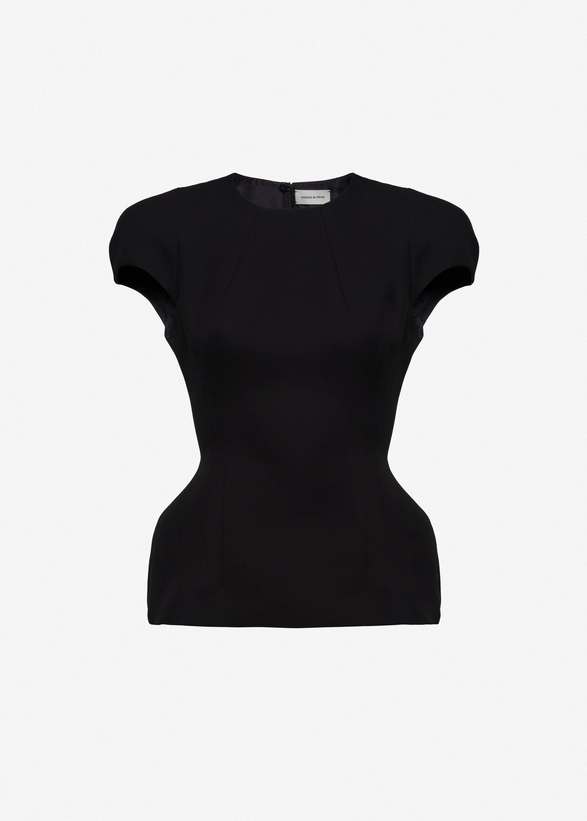 Fitted blouse with padded silhouette in black - 1