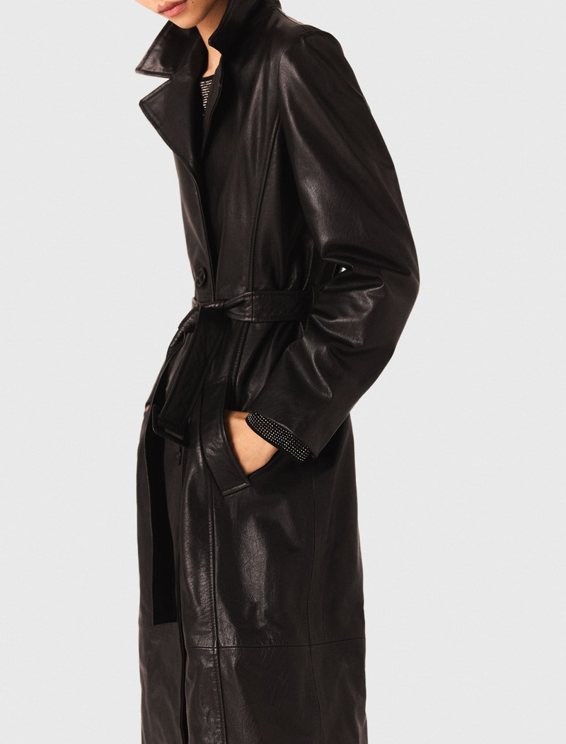 Long leather trench coat 8