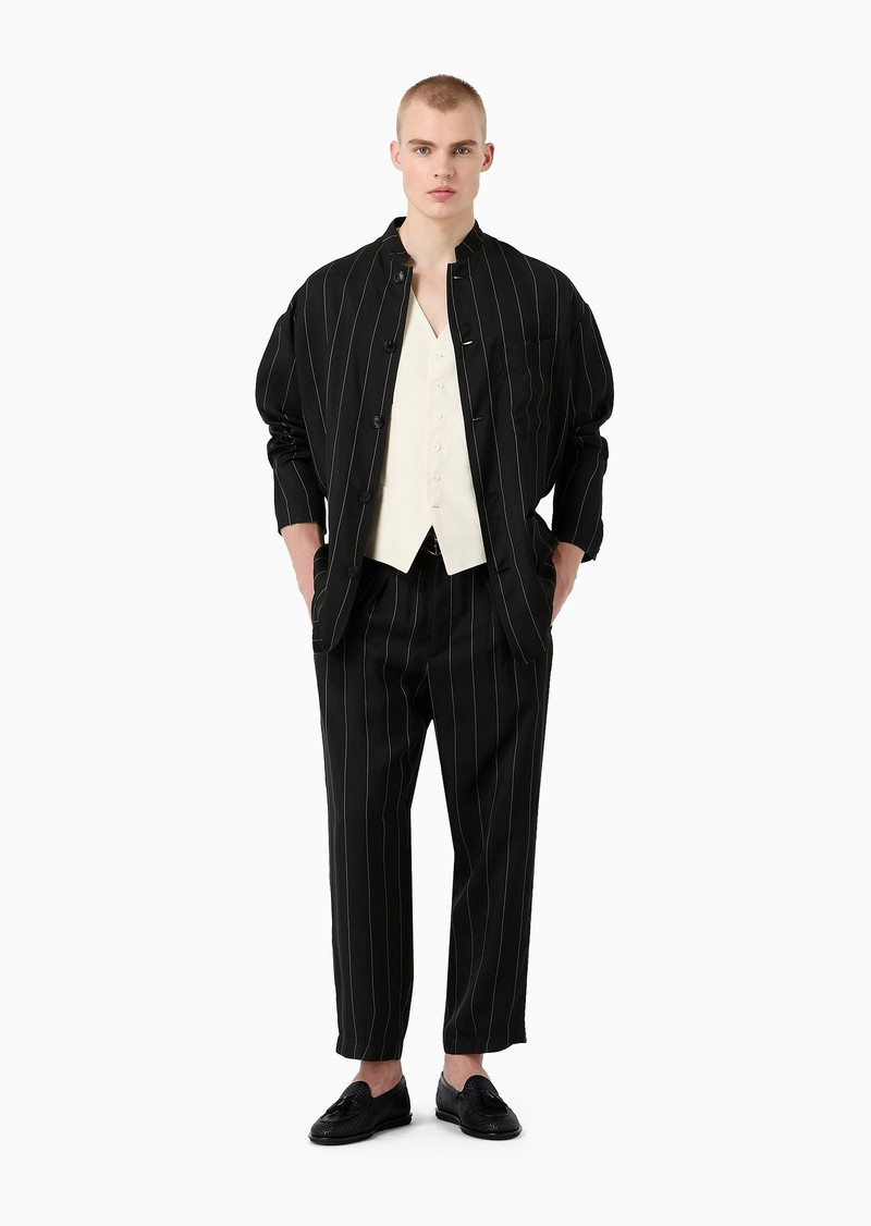 GIORGIO ARMANI Single-breasted jacket in pinstriped viscose outlook