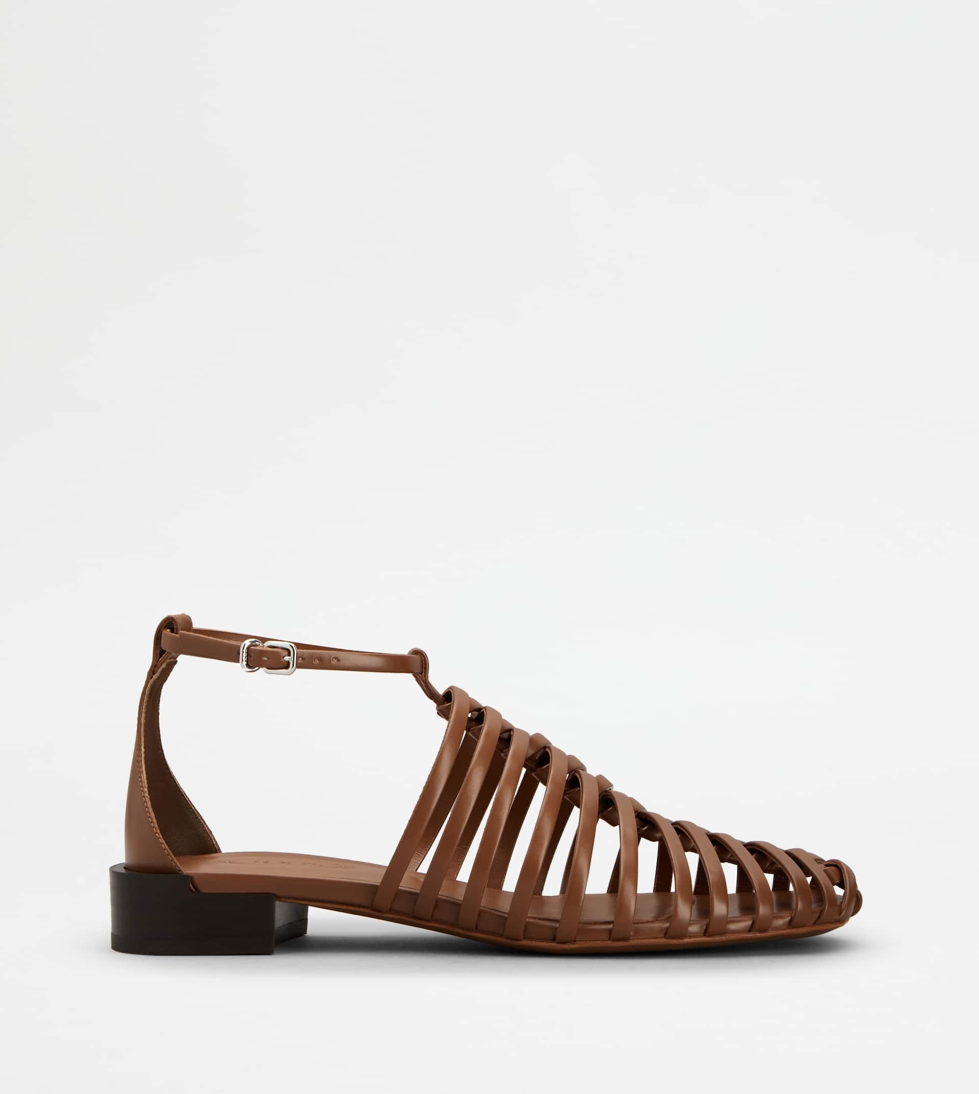 SANDALS IN LEATHER - BROWN - 1