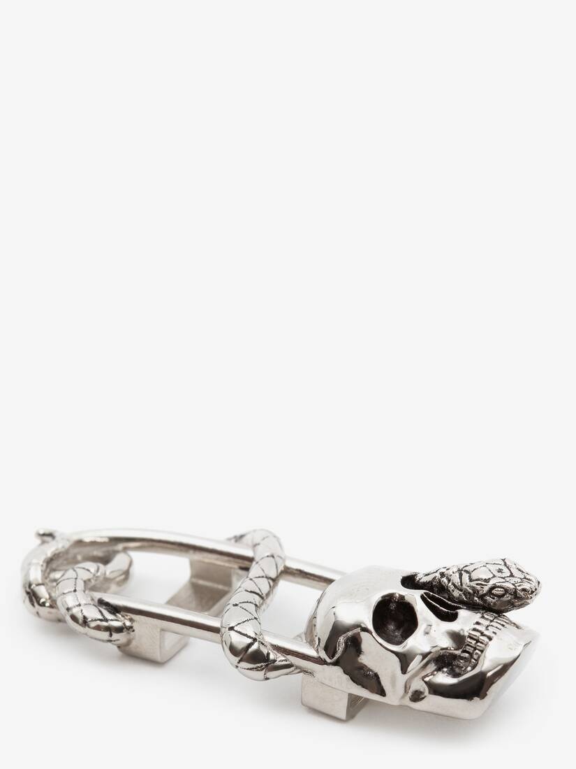 Skull And Snake Sneaker Charm in Antique Silver - 3
