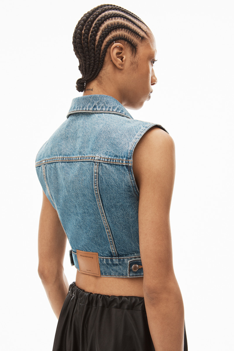 SHRUNKEN TRUCKER VEST IN DENIM 6