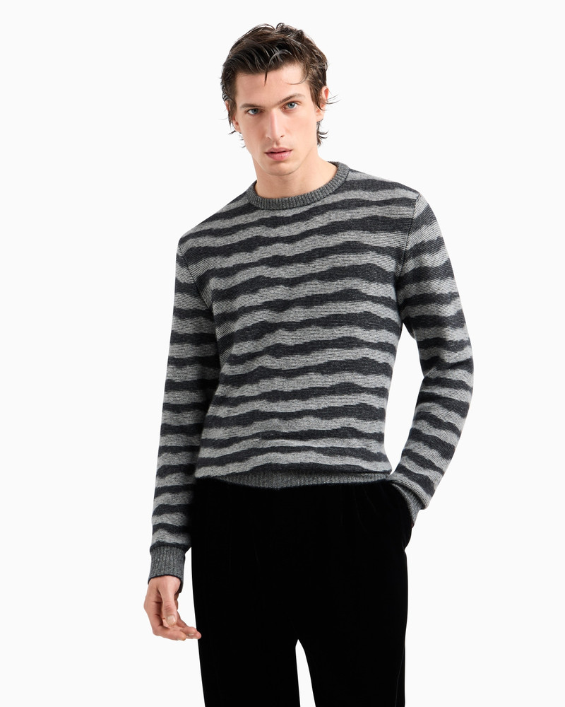 GIORGIO ARMANI CASHMERE, VISCOSE AND SILK-BLEND JACQUARD CREW-NECK JUMPER outlook