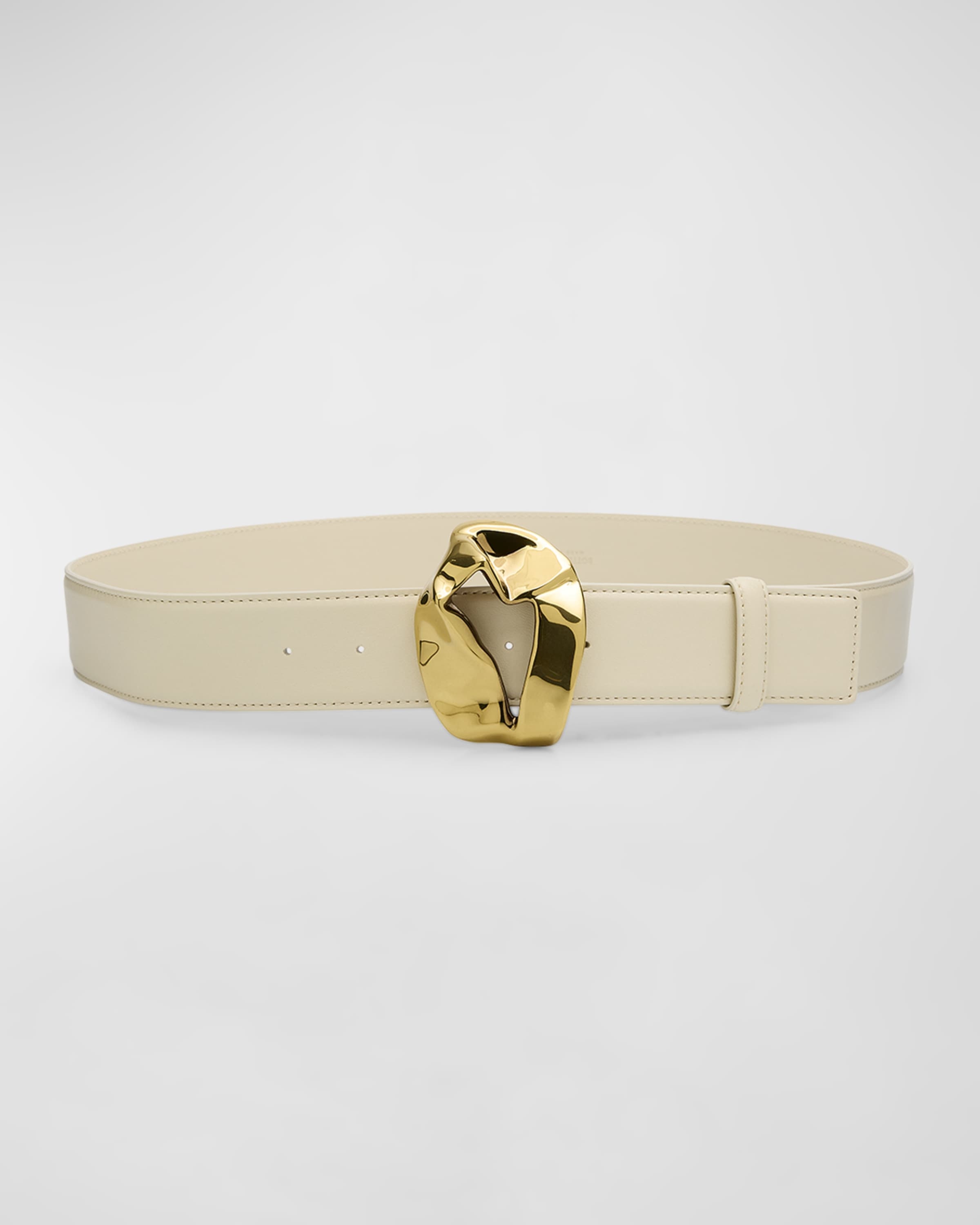 Abstract Buckled Leather Belt - 1