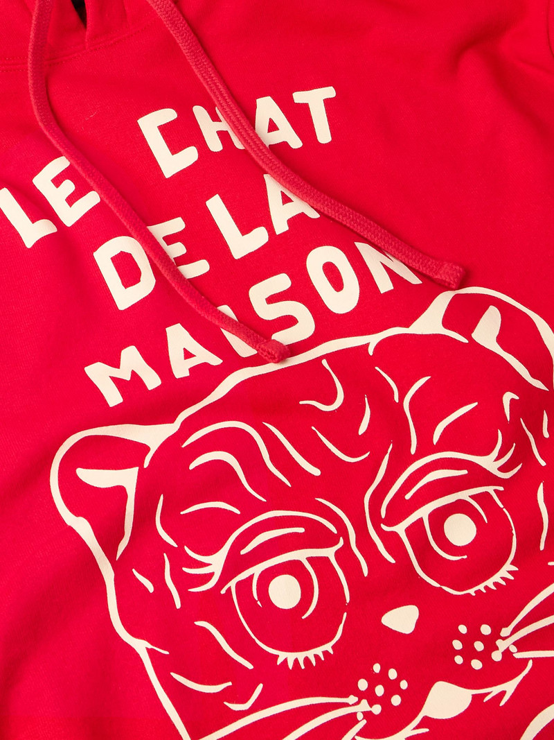 Logo-Print Cotton-Jersey Hoodie Red 4