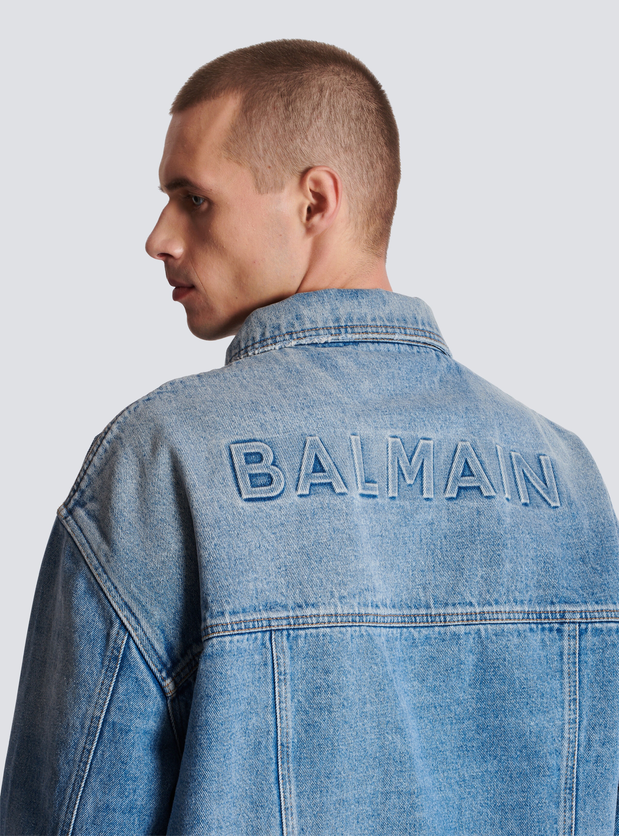Denim jacket with Balmain logo - 6