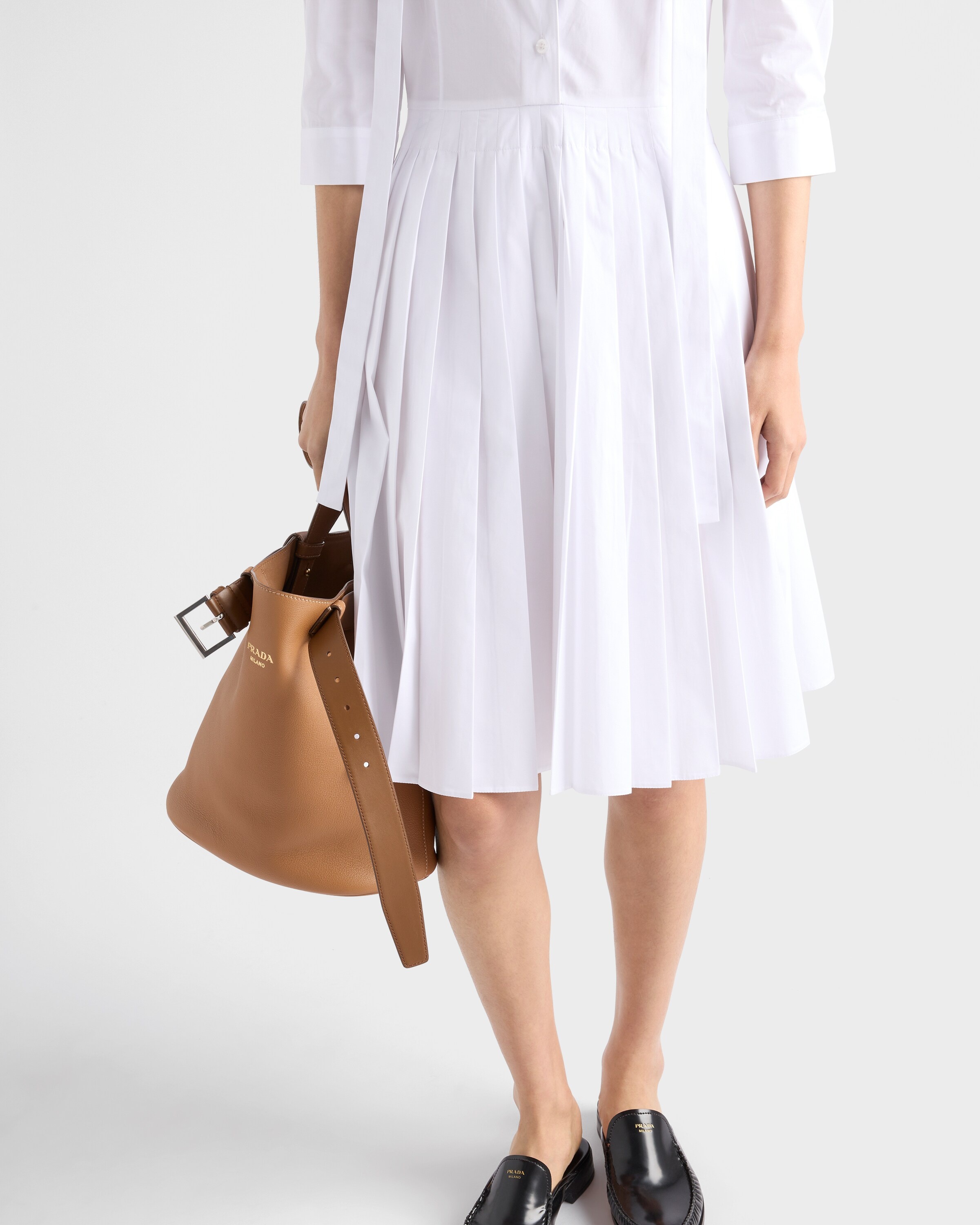 Pleated poplin shirt dress - 4