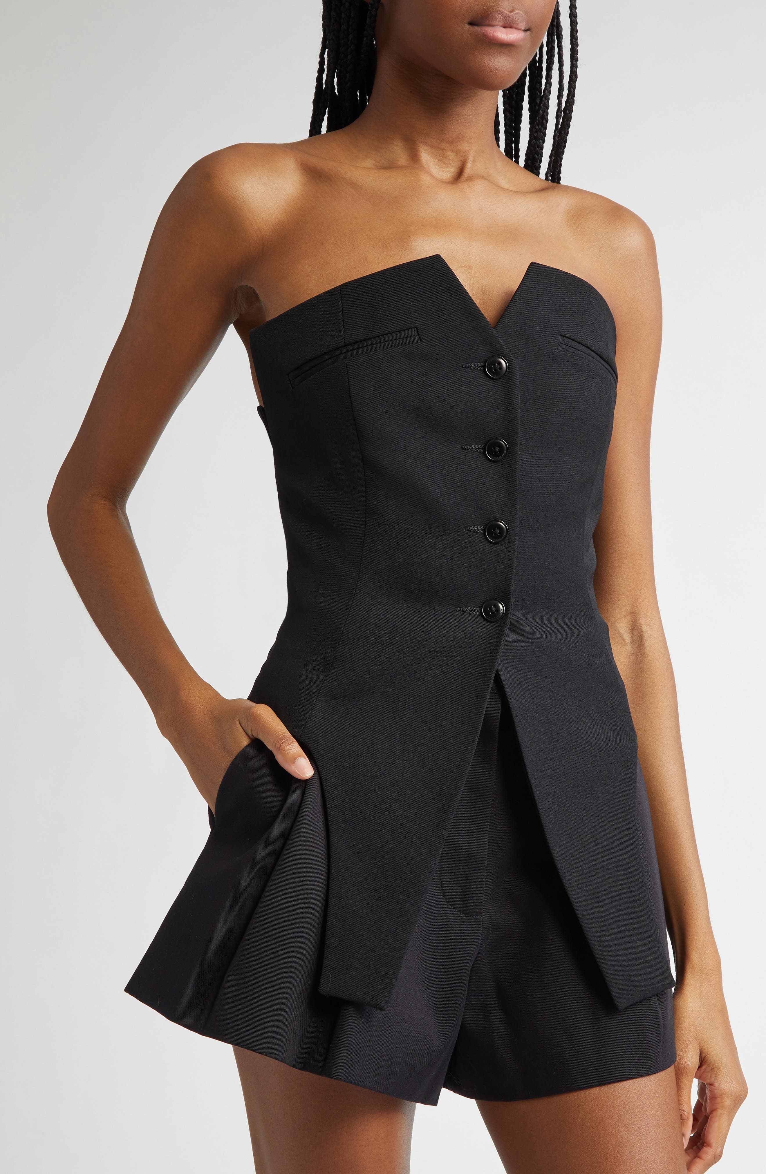 Alexander Wang Deconstructed Strapless Wool Vest in Black at Nordstrom - 5