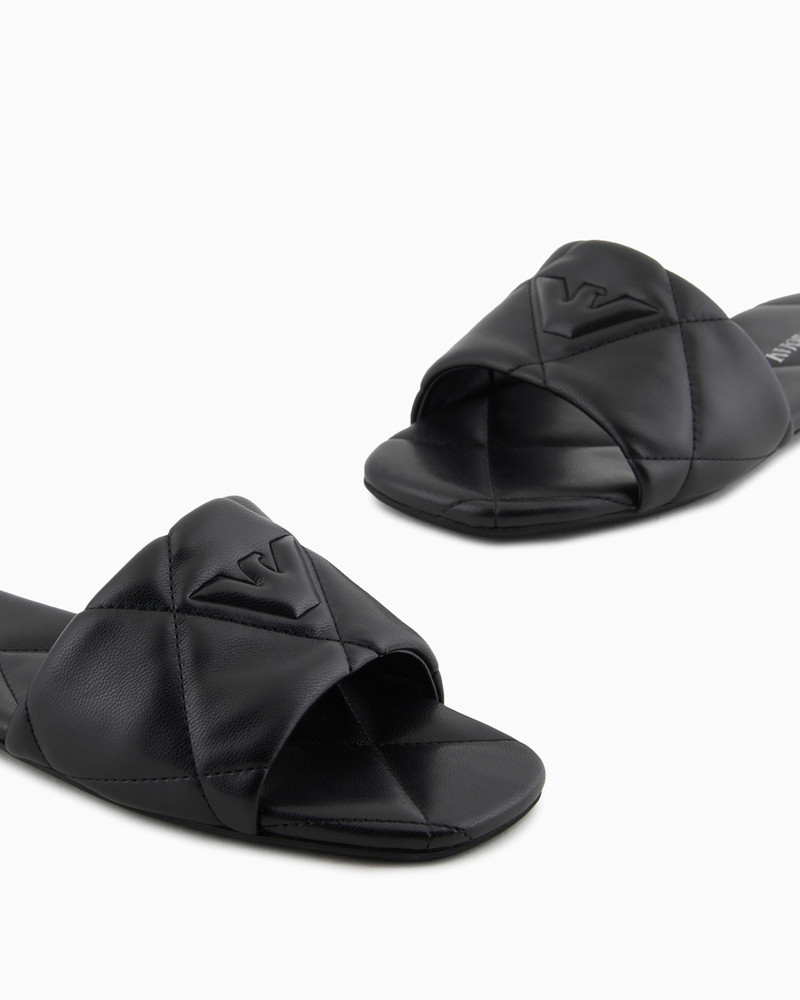 Quilted nappa-leather effect sandals with eagle 5