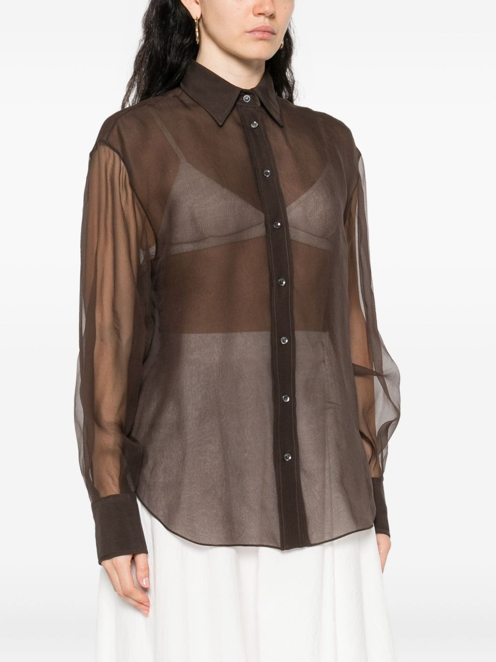 silk button-up shirt - 3