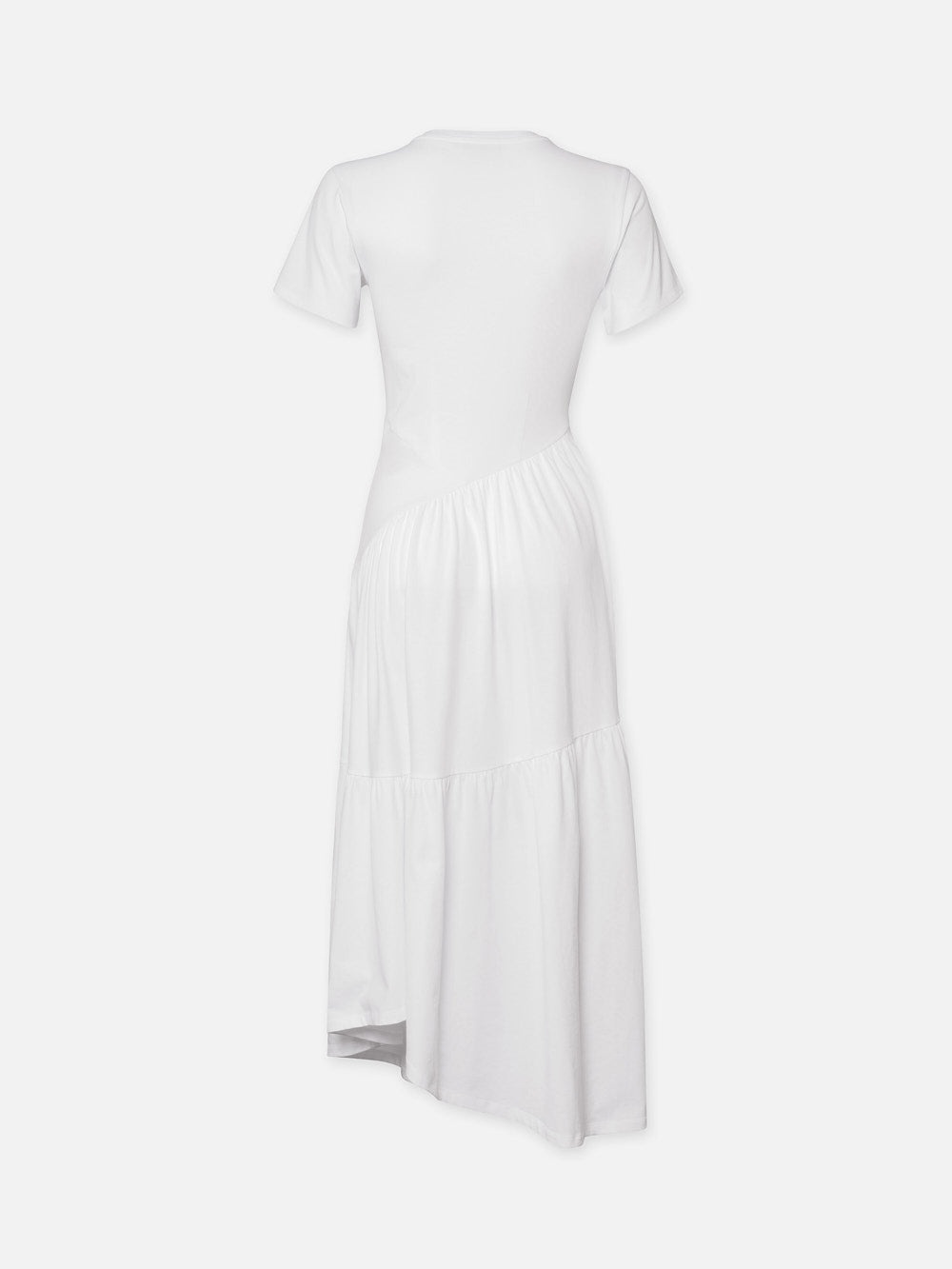 Gathered Seam Short Sleeve Dress in White - 4