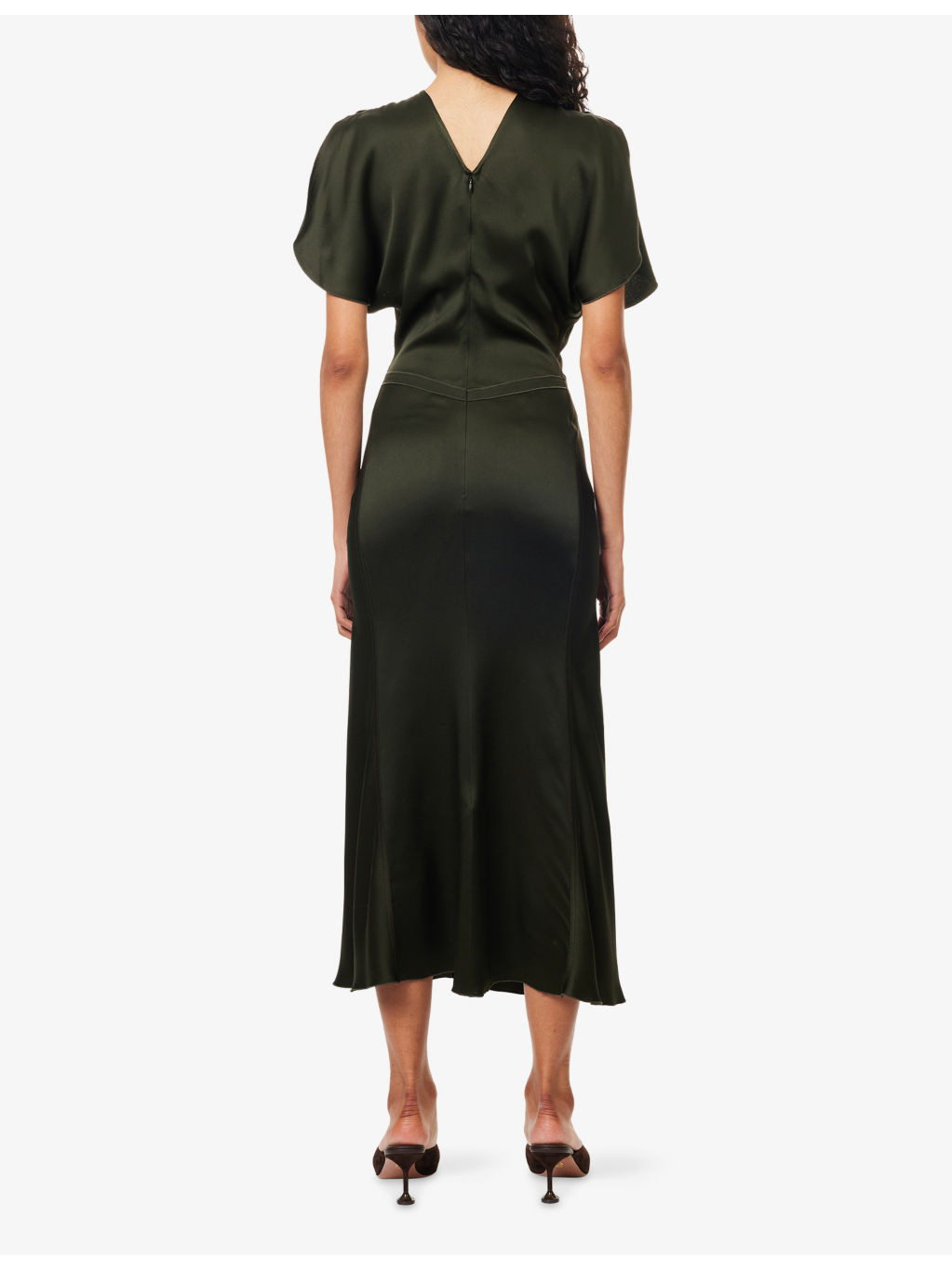 Gathered Slim-Fit Woven Midi Dress - 4