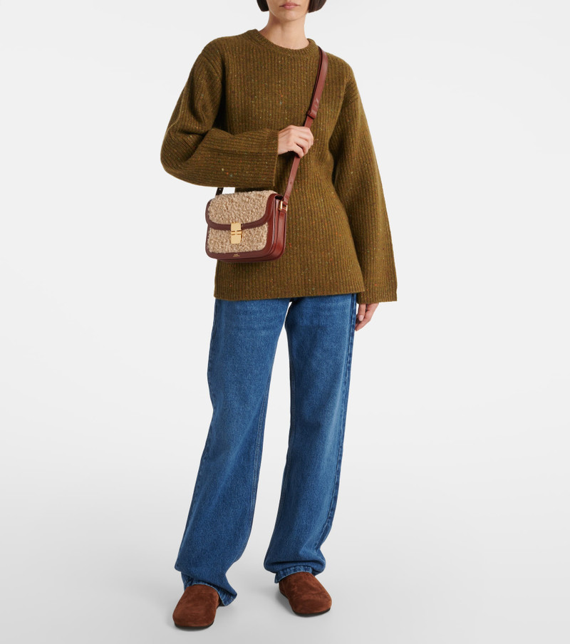 A.P.C. Grace Small faux shearling shoulder bag outlook