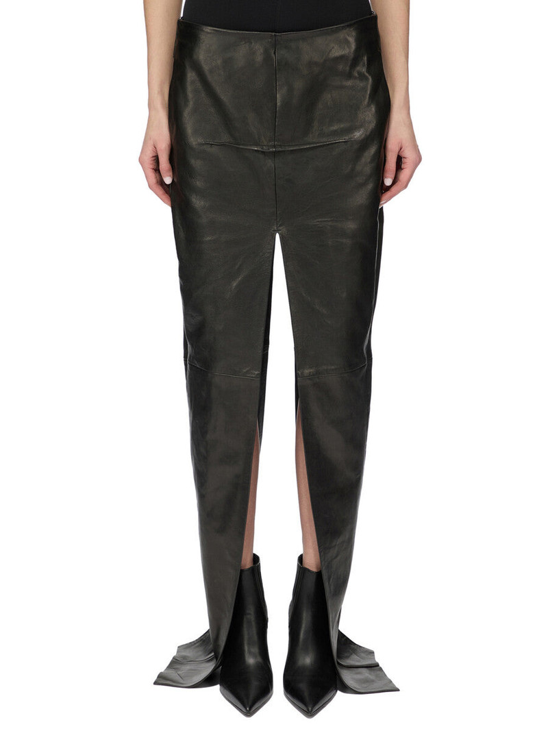 Black Concordians Sliced Leather Maxi Skirt 1