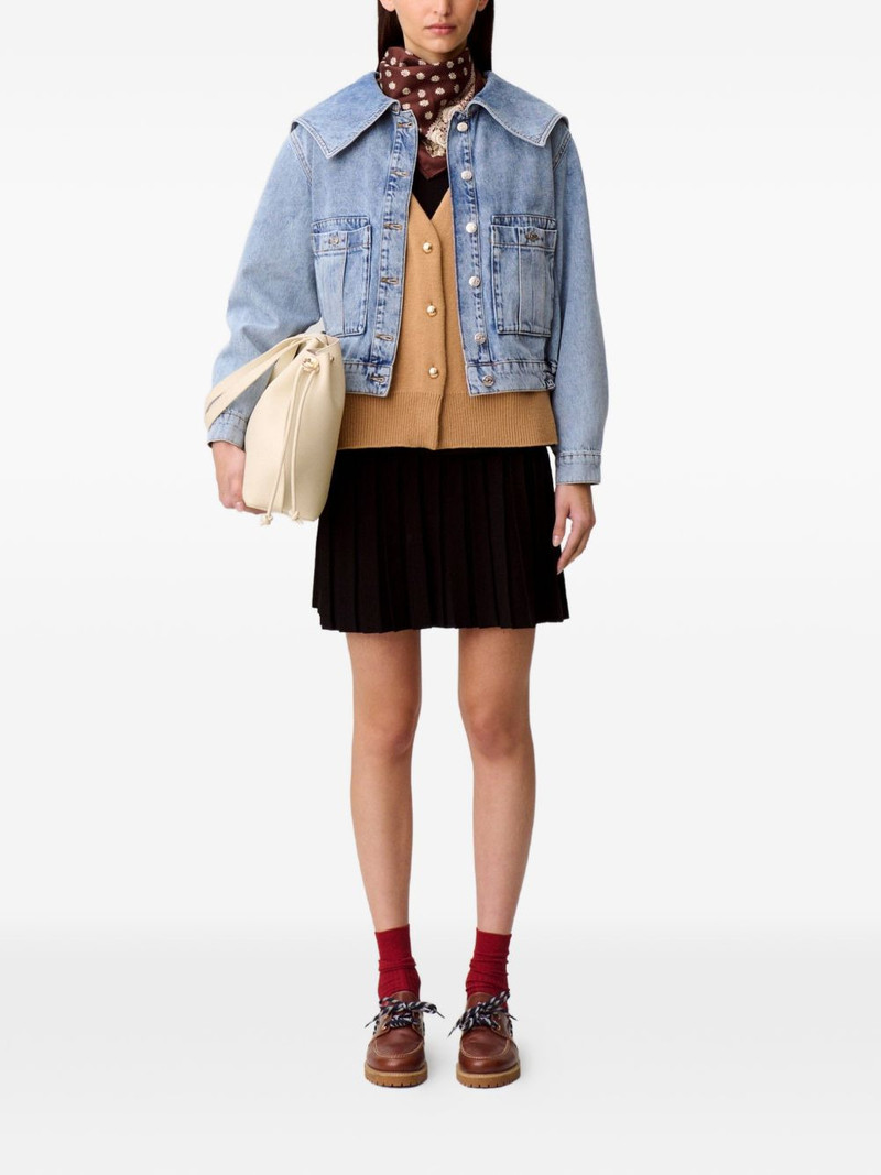 Claudie Pierlot flap-pocket collared denim jacket outlook