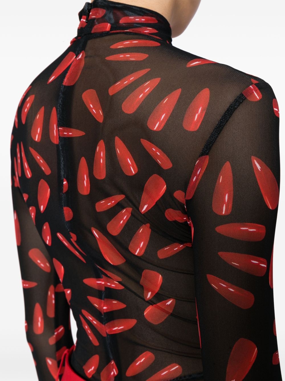 graphic-print sheer bodysuit - 5