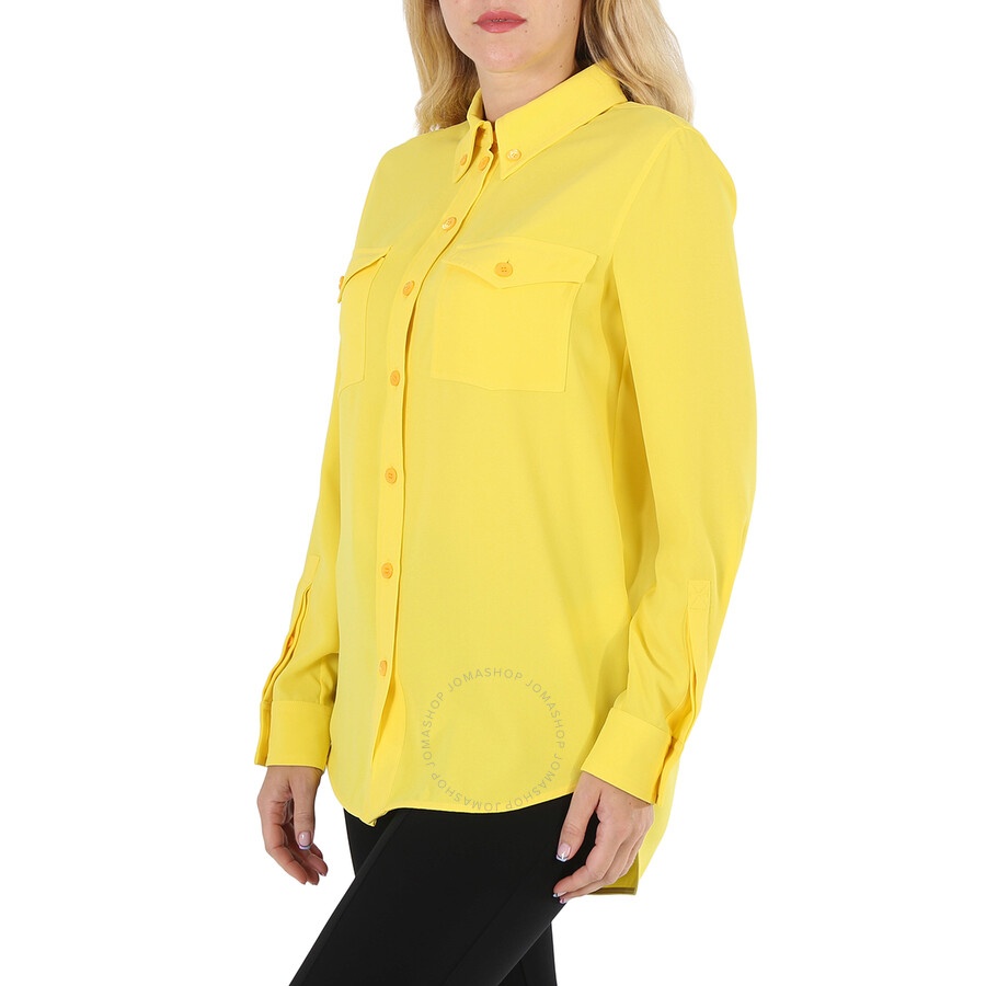 Burberry Ladies Pale Tulip Yellow Long-Sleeve Button-Down Classic Shirt - 5