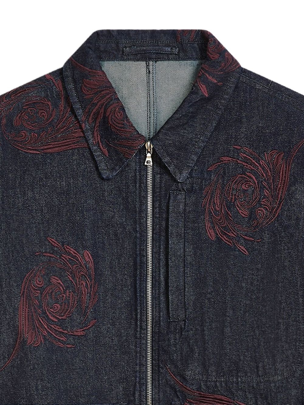 floral-embroidered denim jacket - 2