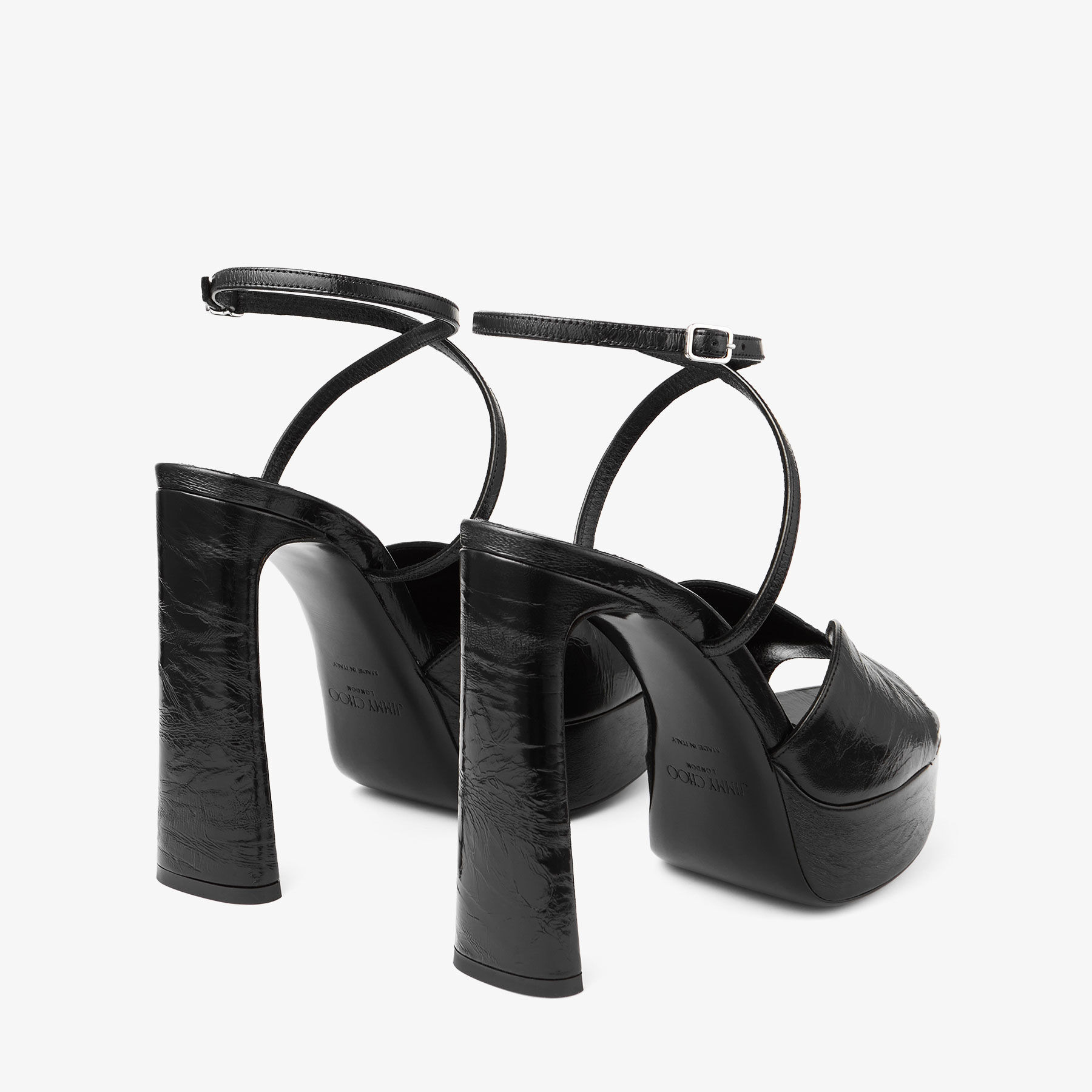 Karli Platform 125
Black Metallic Leather Platform Sandals - 5
