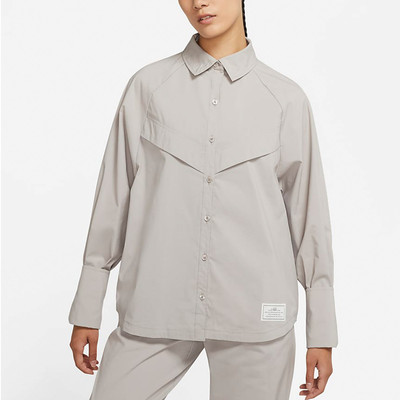 Nike (WMNS) Nike Sportswear Icn Clsh Wvn Ls Top Long Sleeved Shirt Grey Gray DD5051-033 outlook