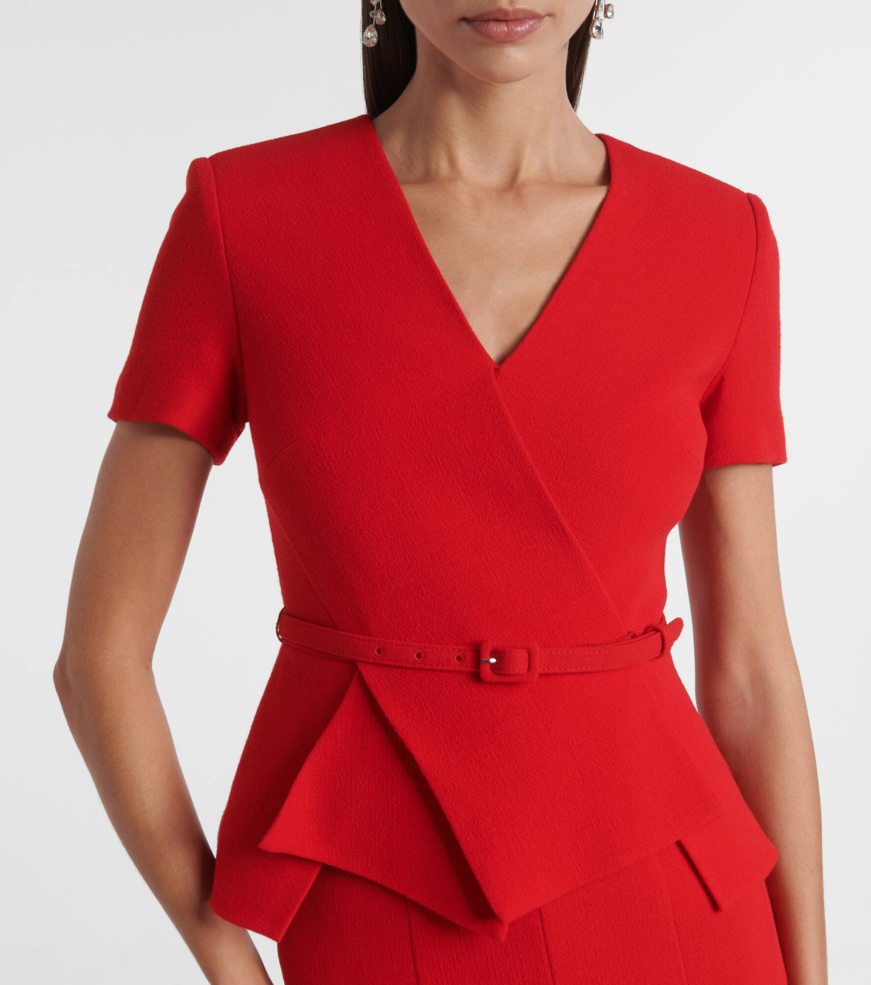 Draped peplum wool midi dress - 4