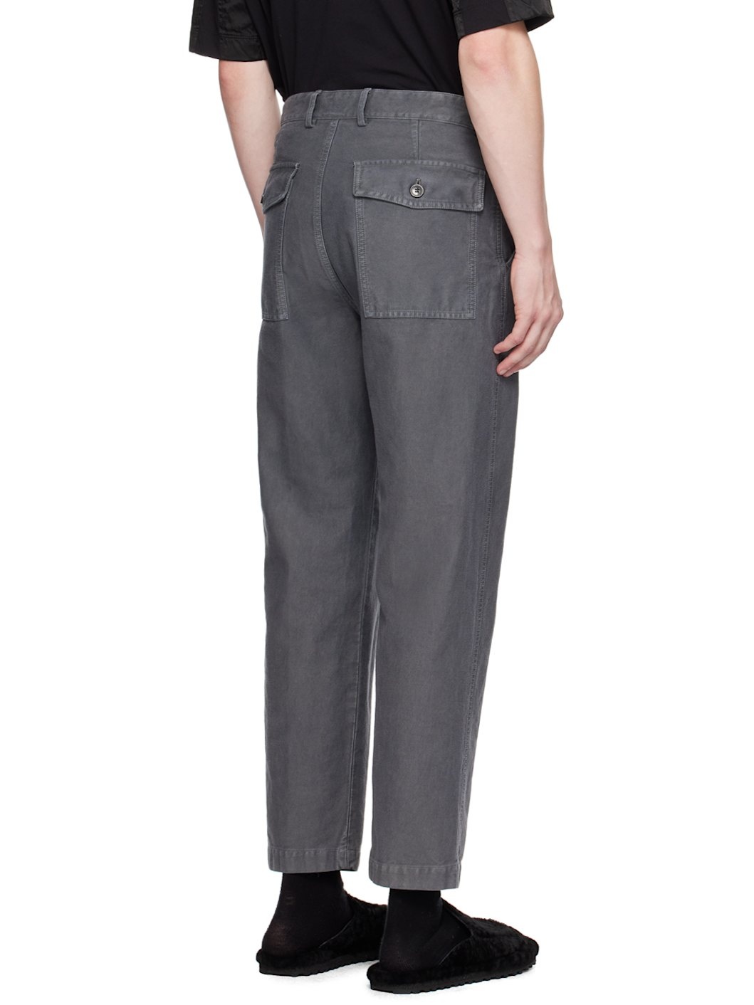 Gray Four-Pocket Denim Trousers - 3