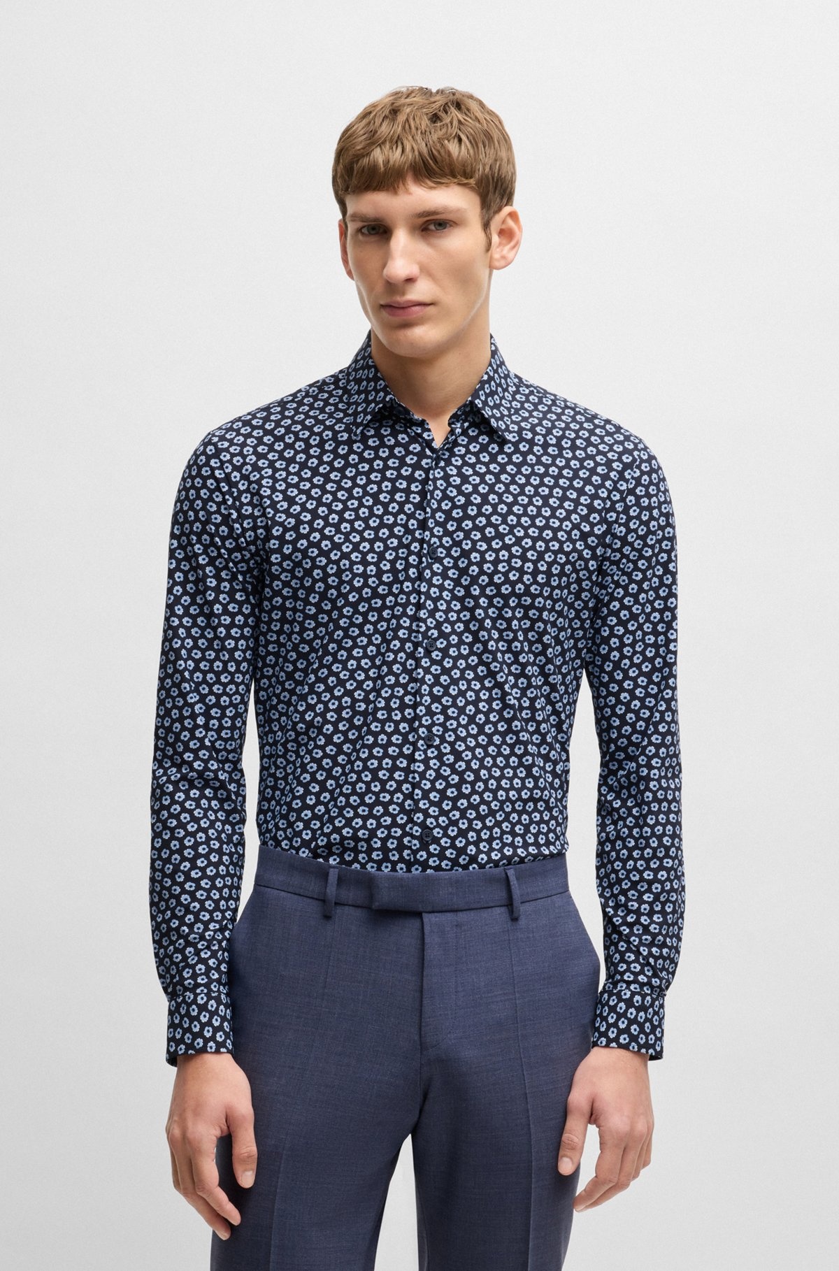 SLIM-FIT SHIRT IN FLORAL-PRINT PERFORMANCE-STRETCH JERSEY - 2